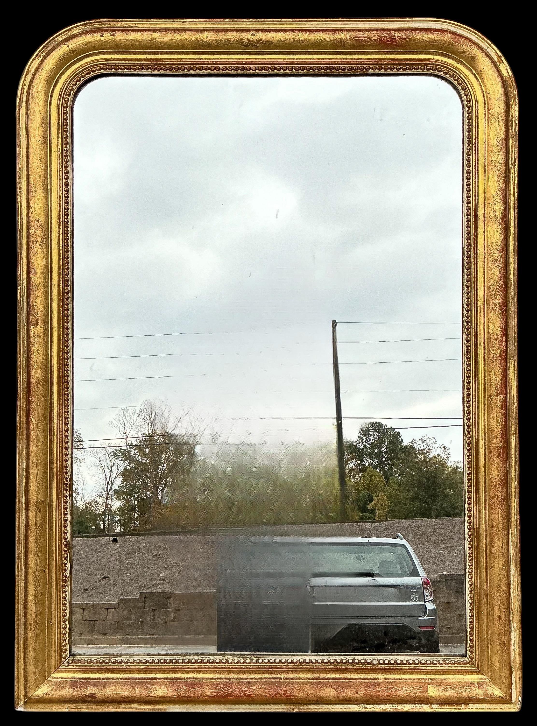 19th-C. French Louis Philippe Carved Giltwood Mirror 2