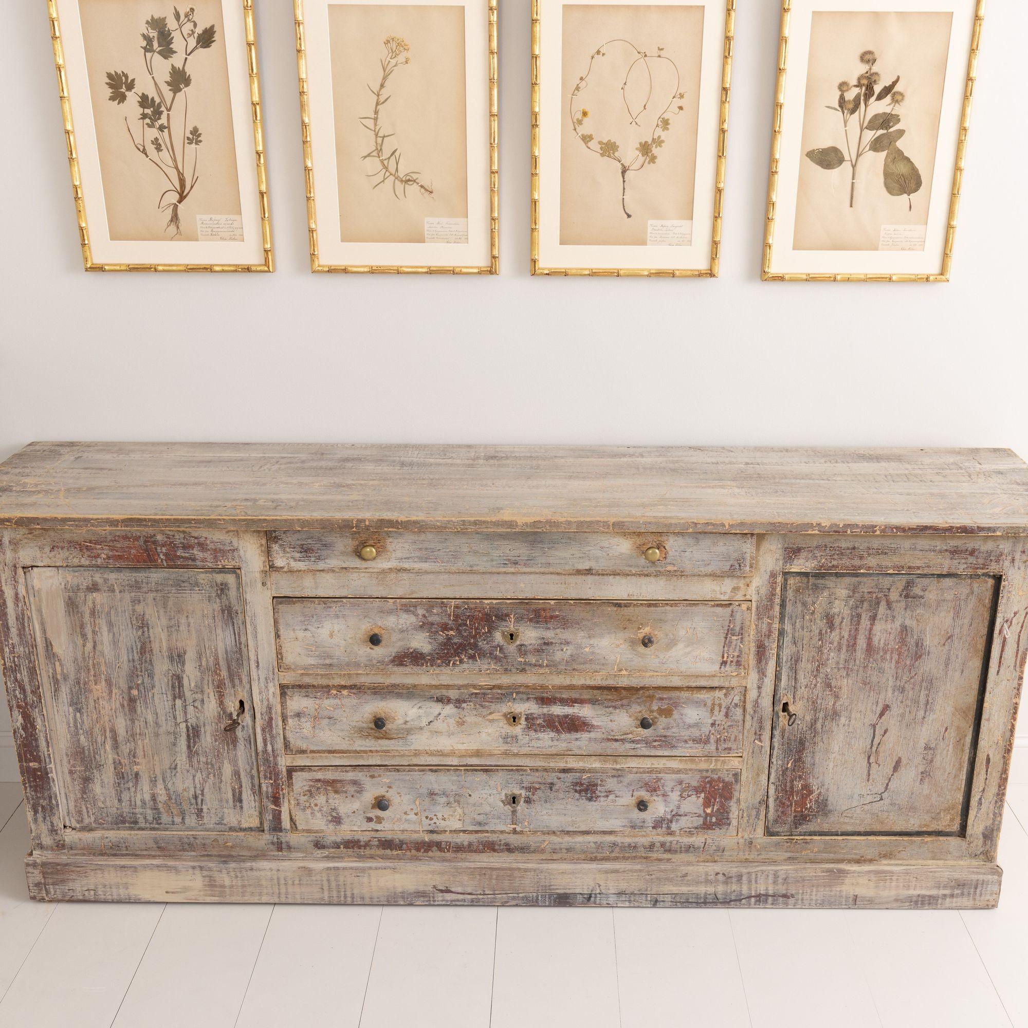 Hand-Carved 19th Century French Louis Philippe Enfilade in Original Paint