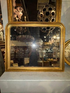 19th c. French Louis Philippe Giltwood Mirror in Rare Wide Scale