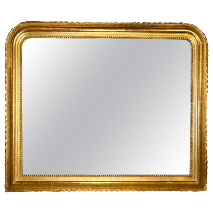 19th c. French Louis Philippe Giltwood Mirror in Rare Wide Scale
