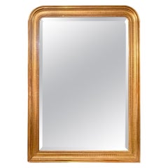 19th c. French Louis Philippe Giltwood Mirror with a Line Pattern