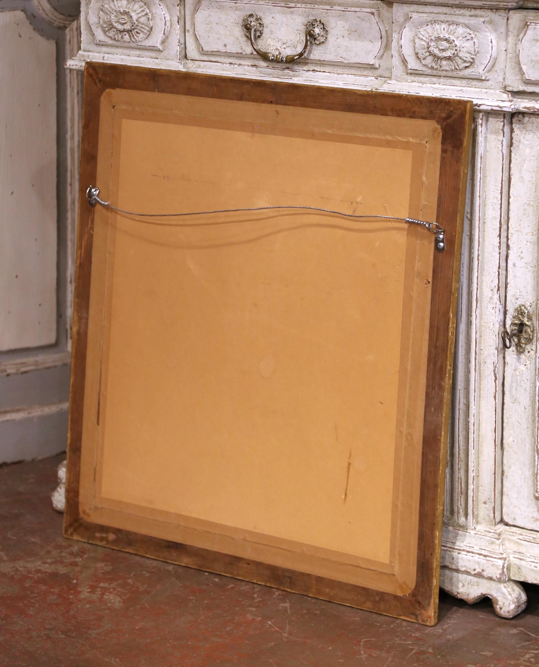 XIXe siècle A.I.C. Louis Philippe Giltwood Mirror with Stripe Motif and Beaded Trim. en vente