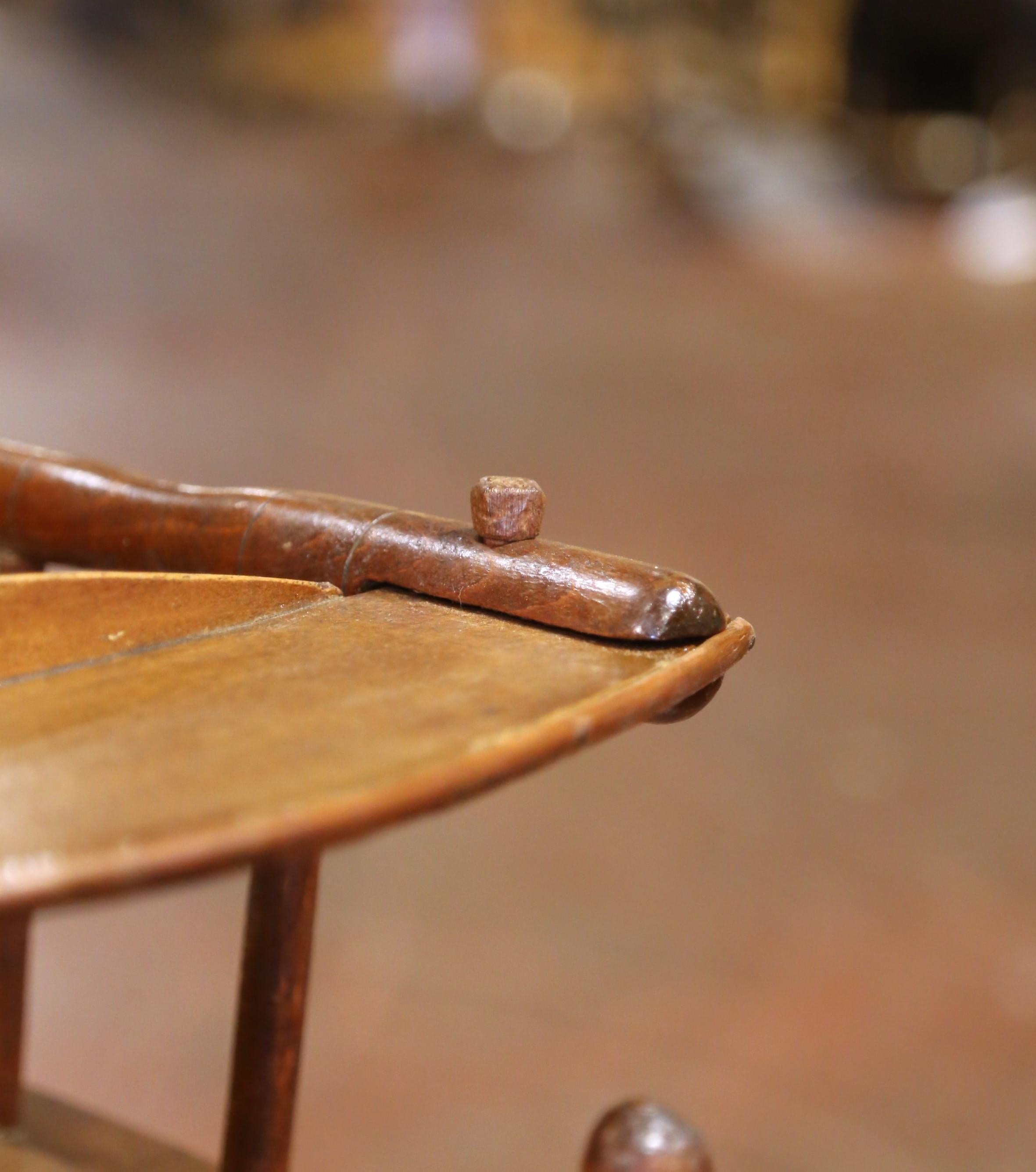 19th C. French Louis Philippe Metamorphic Walnut High Chair Into Rolling Pram For Sale 6