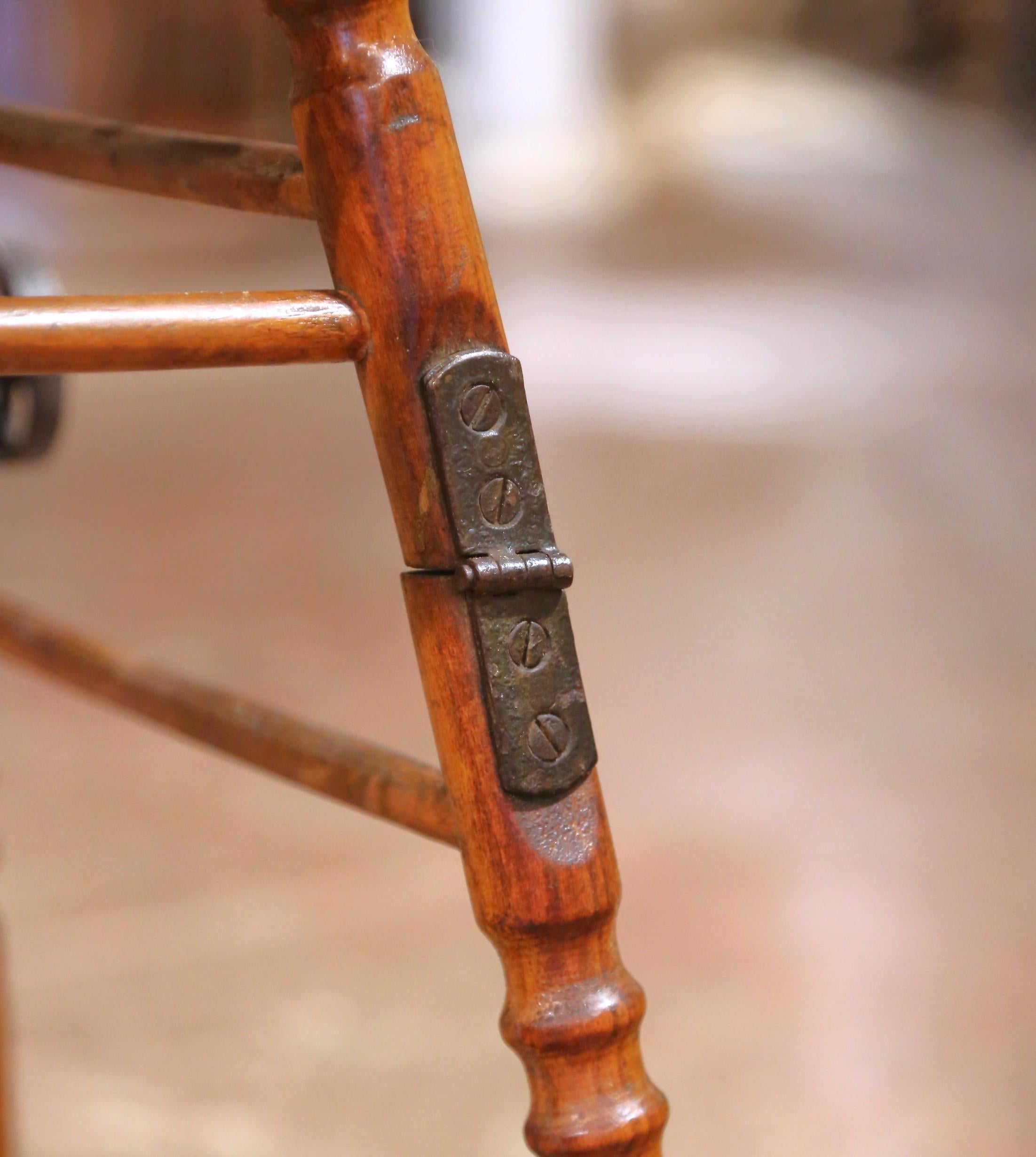 19th C. French Louis Philippe Metamorphic Walnut High Chair Into Rolling Pram For Sale 9