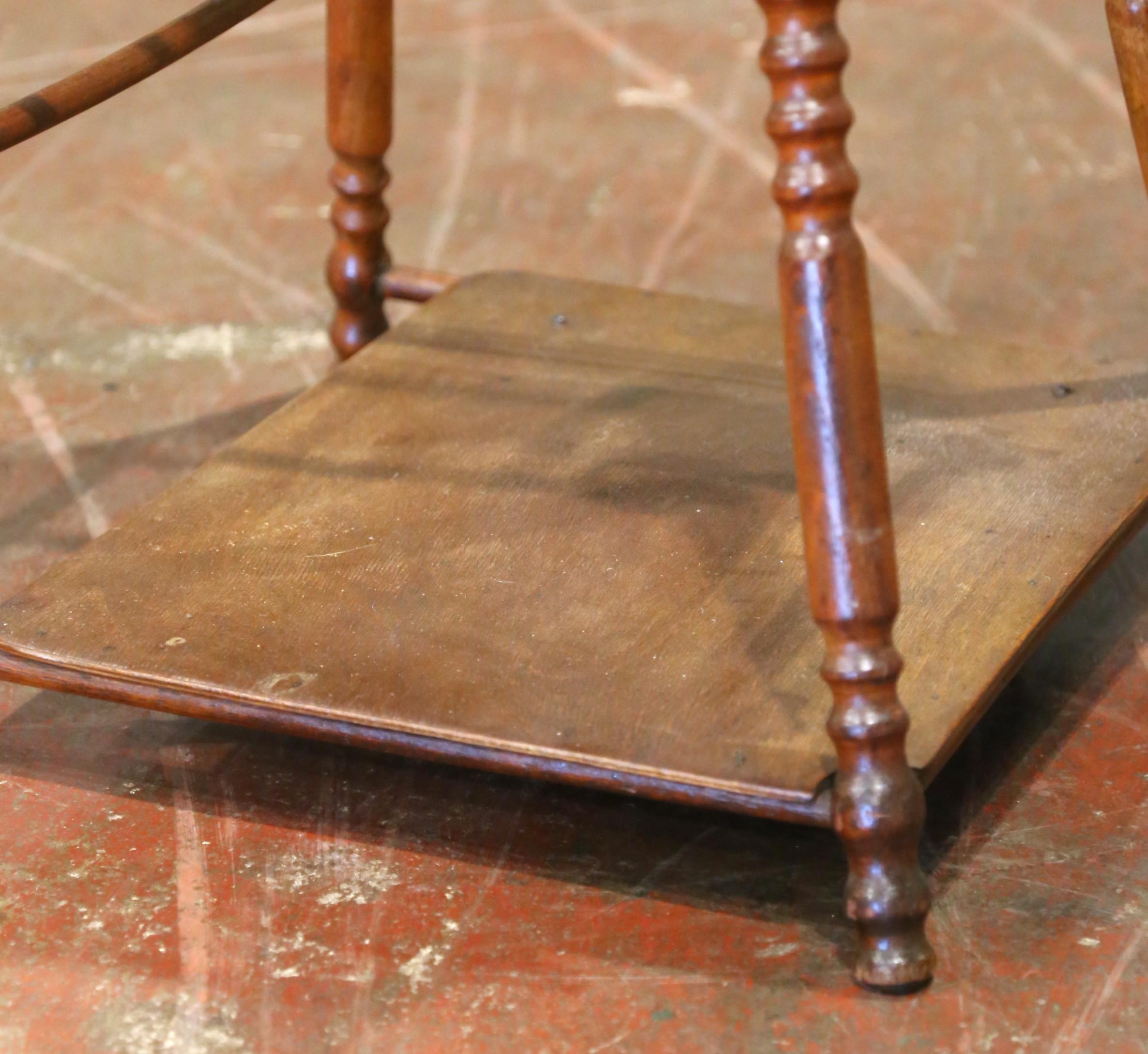 19th C. French Louis Philippe Metamorphic Walnut High Chair Into Rolling Pram For Sale 11