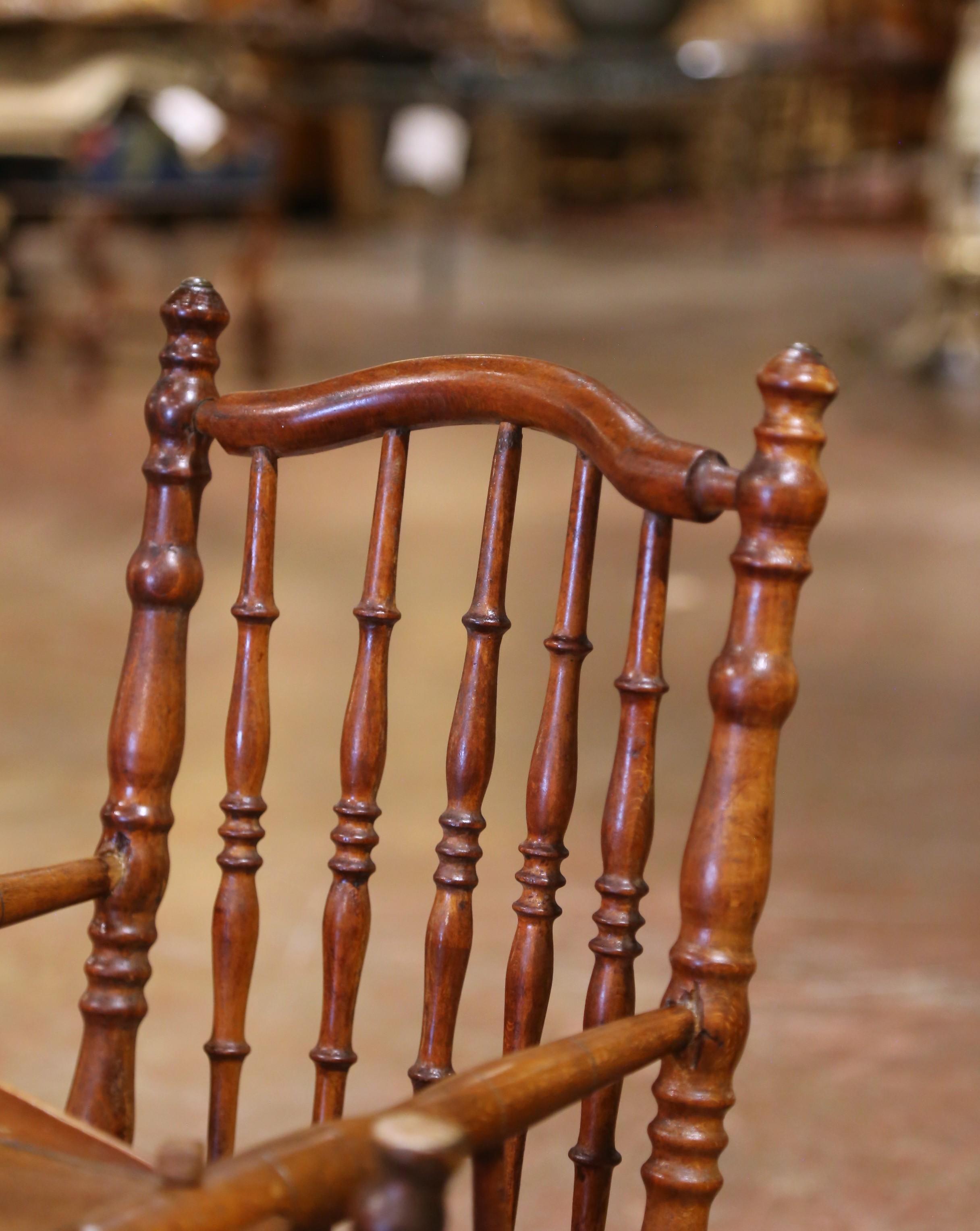 19th C. French Louis Philippe Metamorphic Walnut High Chair Into Rolling Pram For Sale 1