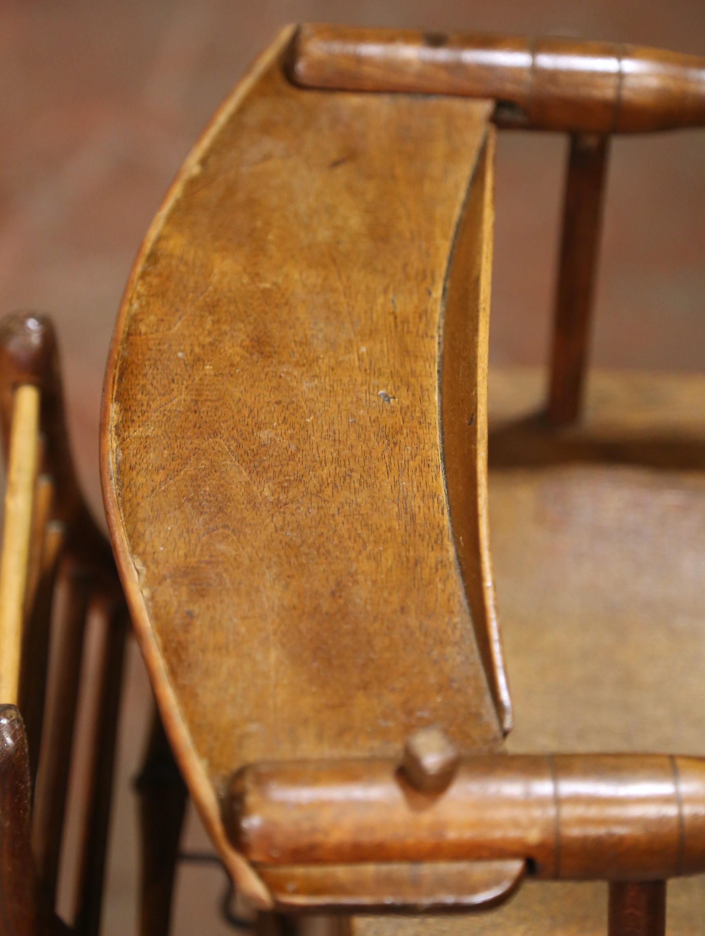 19th C. French Louis Philippe Metamorphic Walnut High Chair Into Rolling Pram For Sale 2