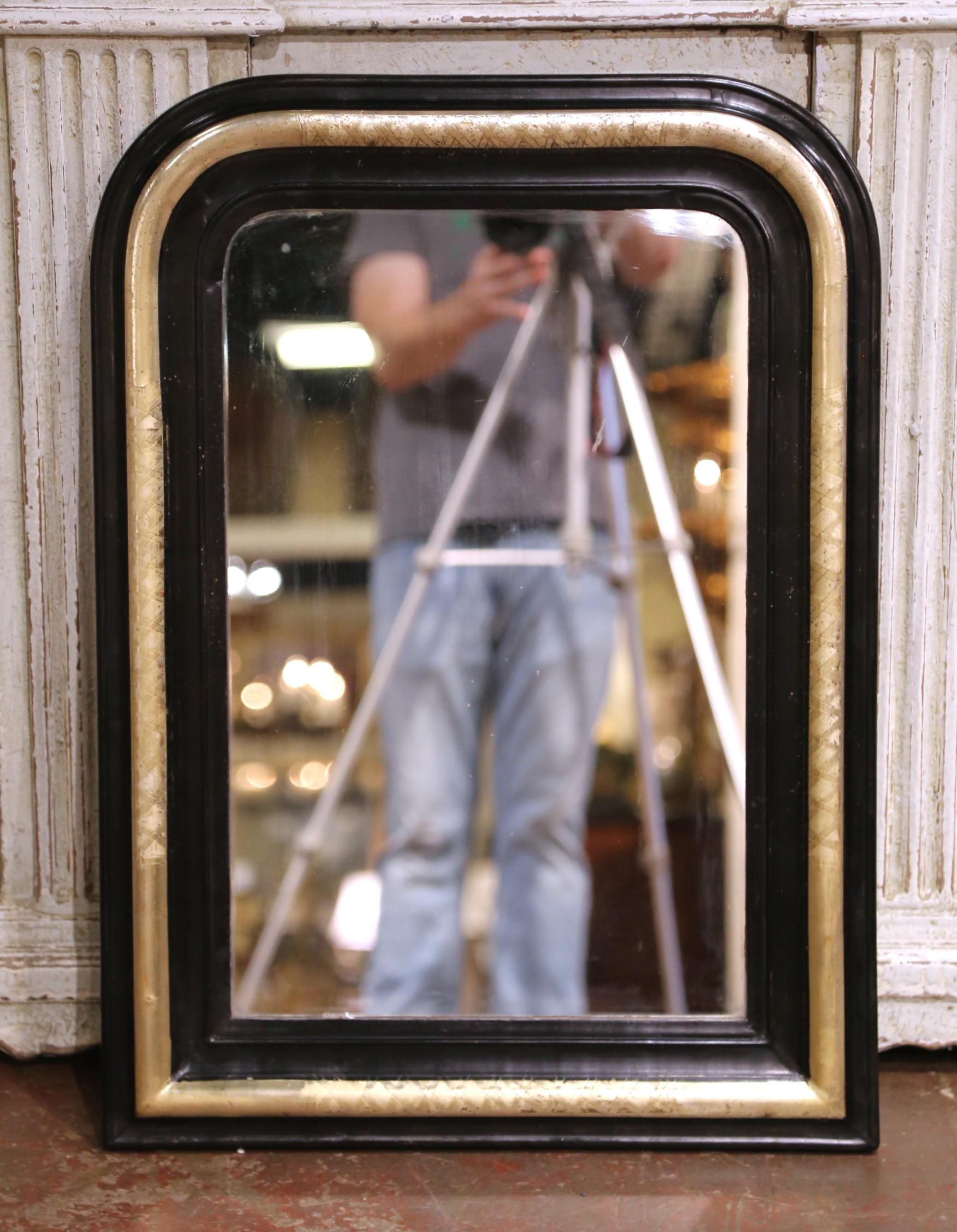 19th Century 19th C. French Louis Philippe Mirror with Ebonized and Silver-Gilt Inner Border For Sale