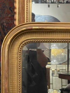 19th c. French Louis Philippe Mirror with Line Pattern Frame