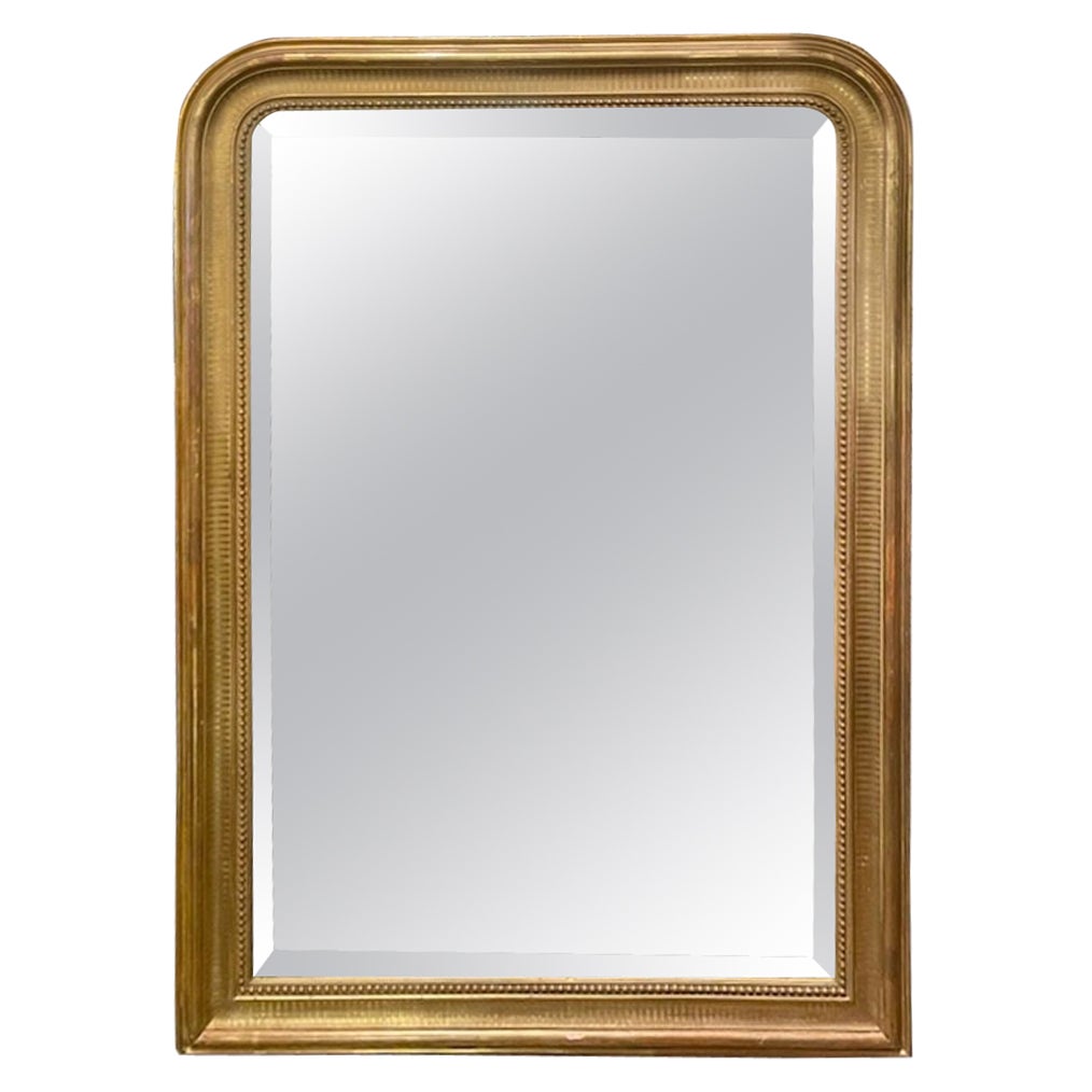 19th c. French Louis Philippe Mirror with Line Pattern Frame For Sale