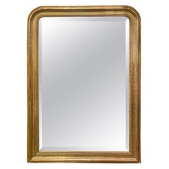 19th c. French Louis Philippe Mirror with Line Pattern Frame