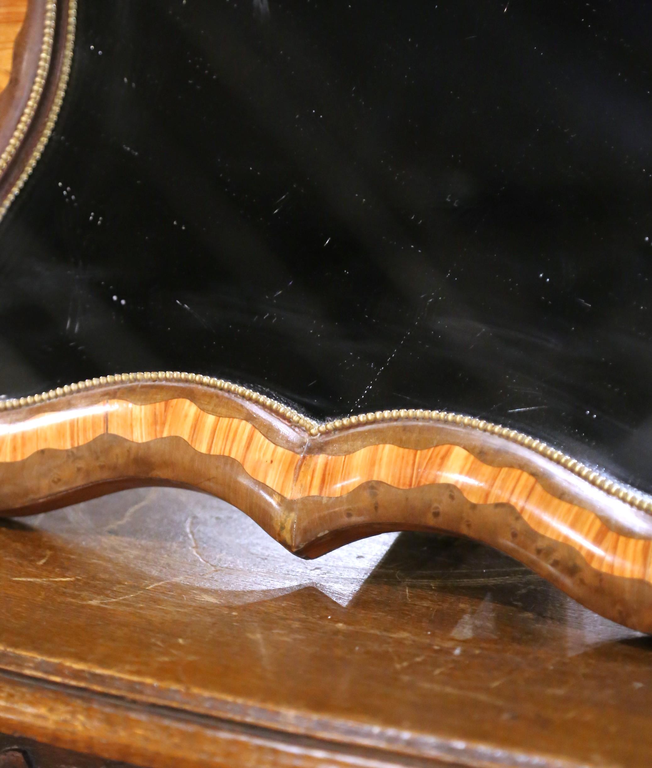 19th C. French Louis Philippe Walnut Marquetry Free Standing Vanity Mirror For Sale 3