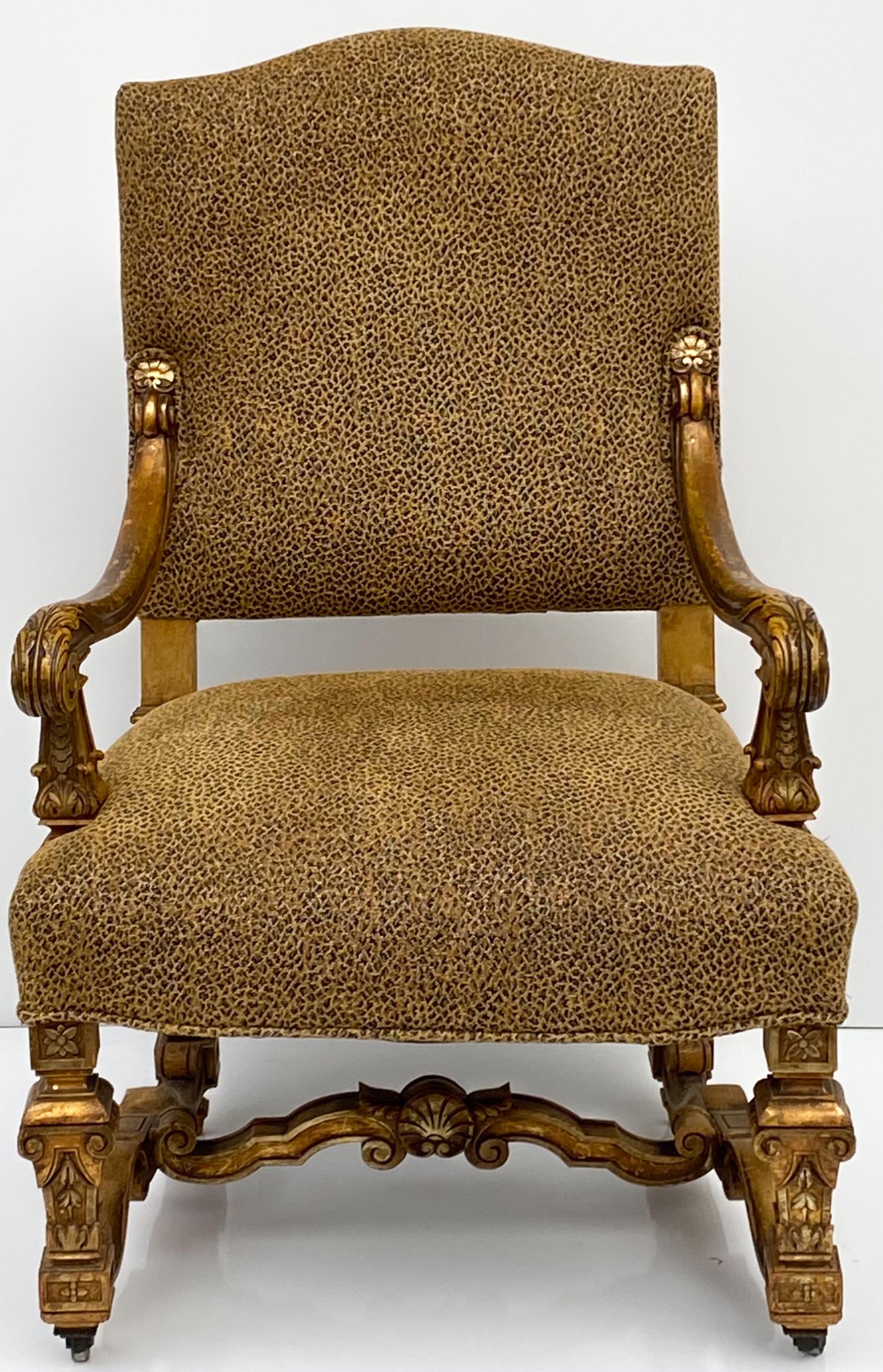 19th Century French Louis XIV Style Giltwood Bergere Chair 1