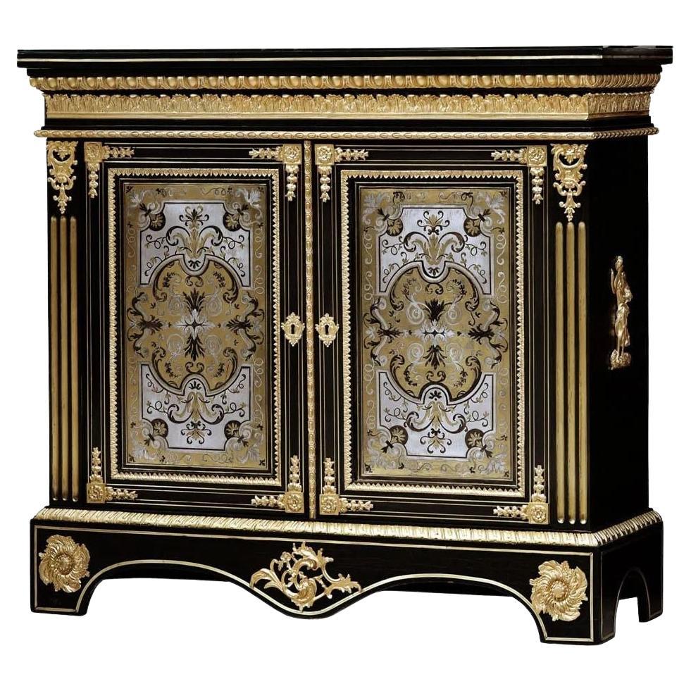 Französischer Intarsienschrank im Louis XIV.-Stil des 19. Jahrhunderts mit Goldbronze-Montierung von Henry Dasson