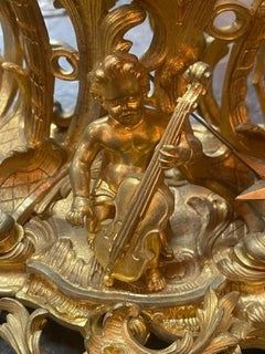 19th c. French Louis XV Bronze Dore’ Mantle Clock
