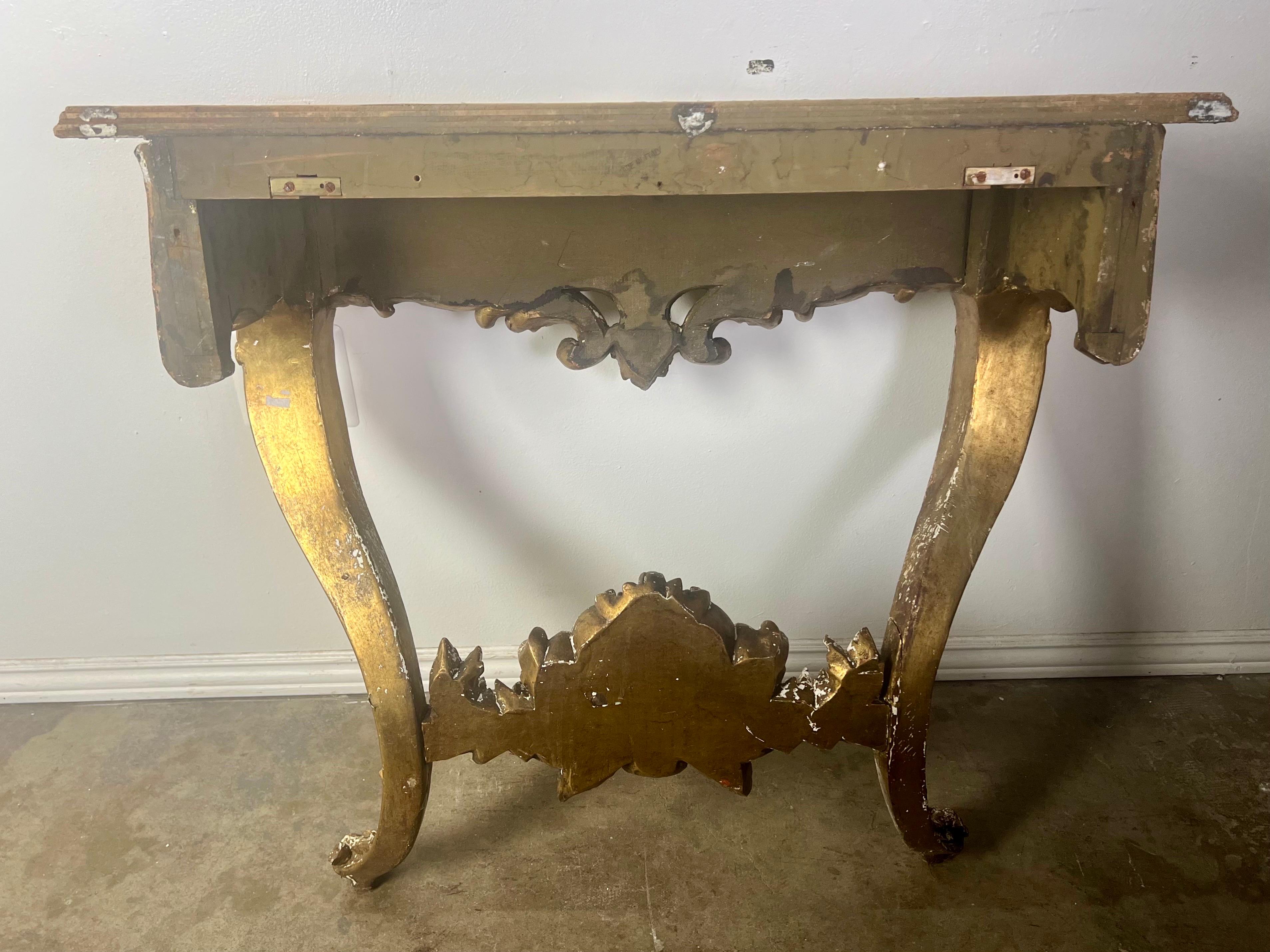 19th C. French Louis XV Gilt Wood Console For Sale 10