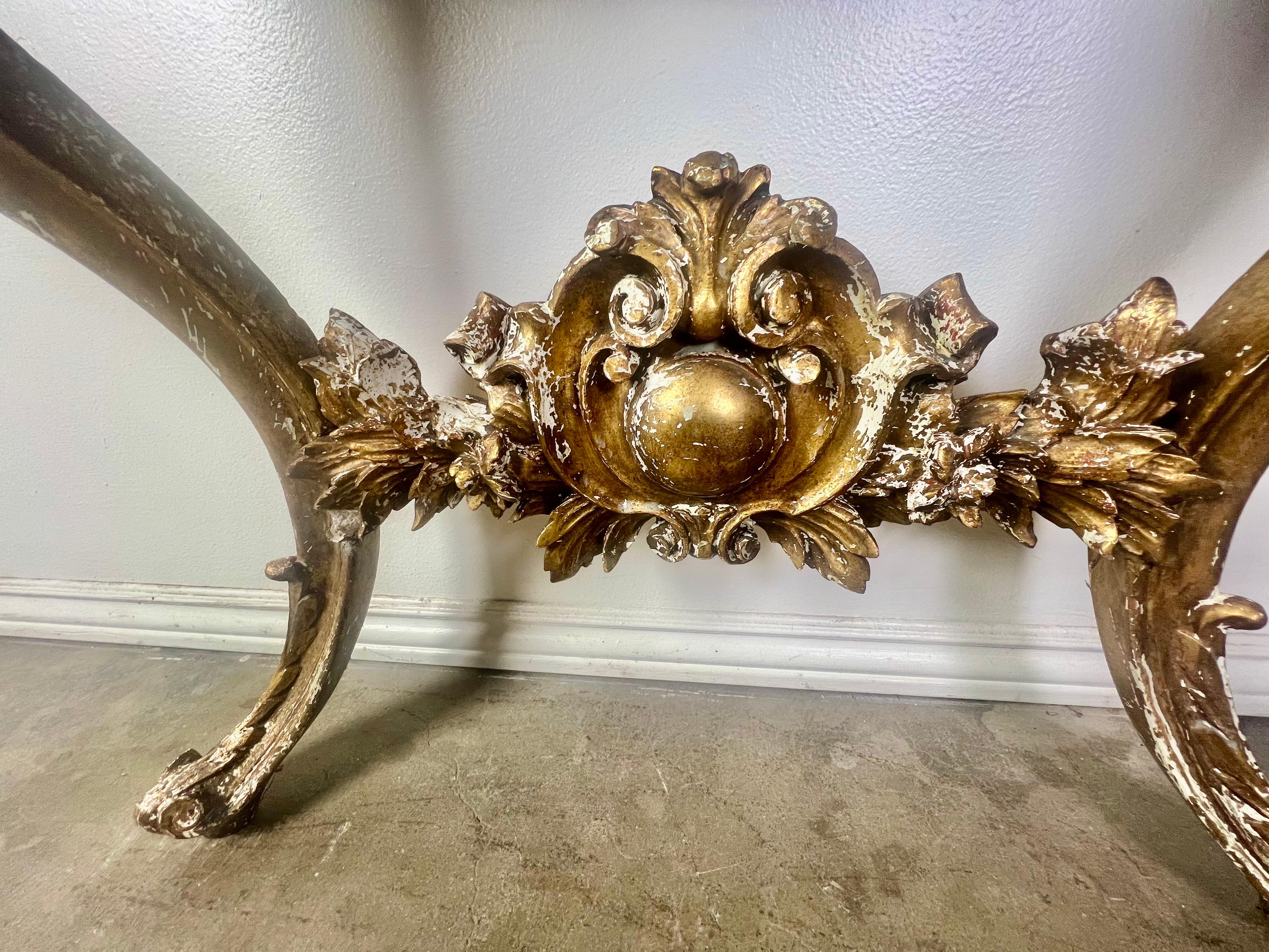 19th C. French Louis XV Gilt Wood Console For Sale 1