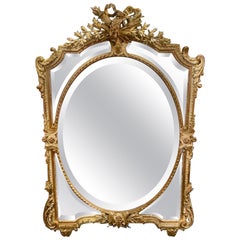 19. Jahrhundert. Louis XV.-Spiegel aus vergoldetem Holz