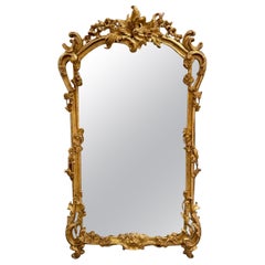 19th c. French Louis XV Giltwood Mirror