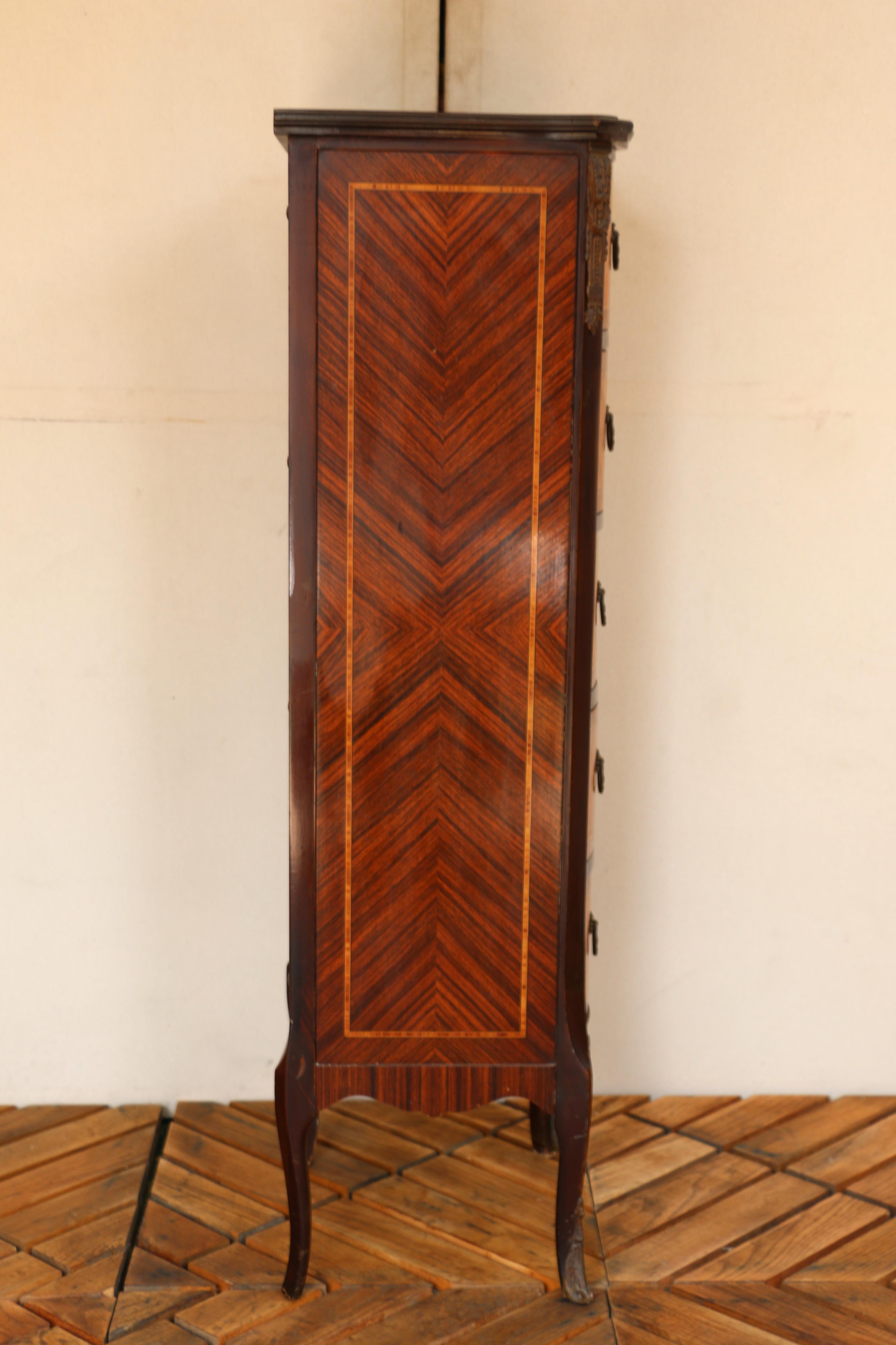 19th C. French Louis XV Inlaid Lingerie Chest/Semainier For Sale 6