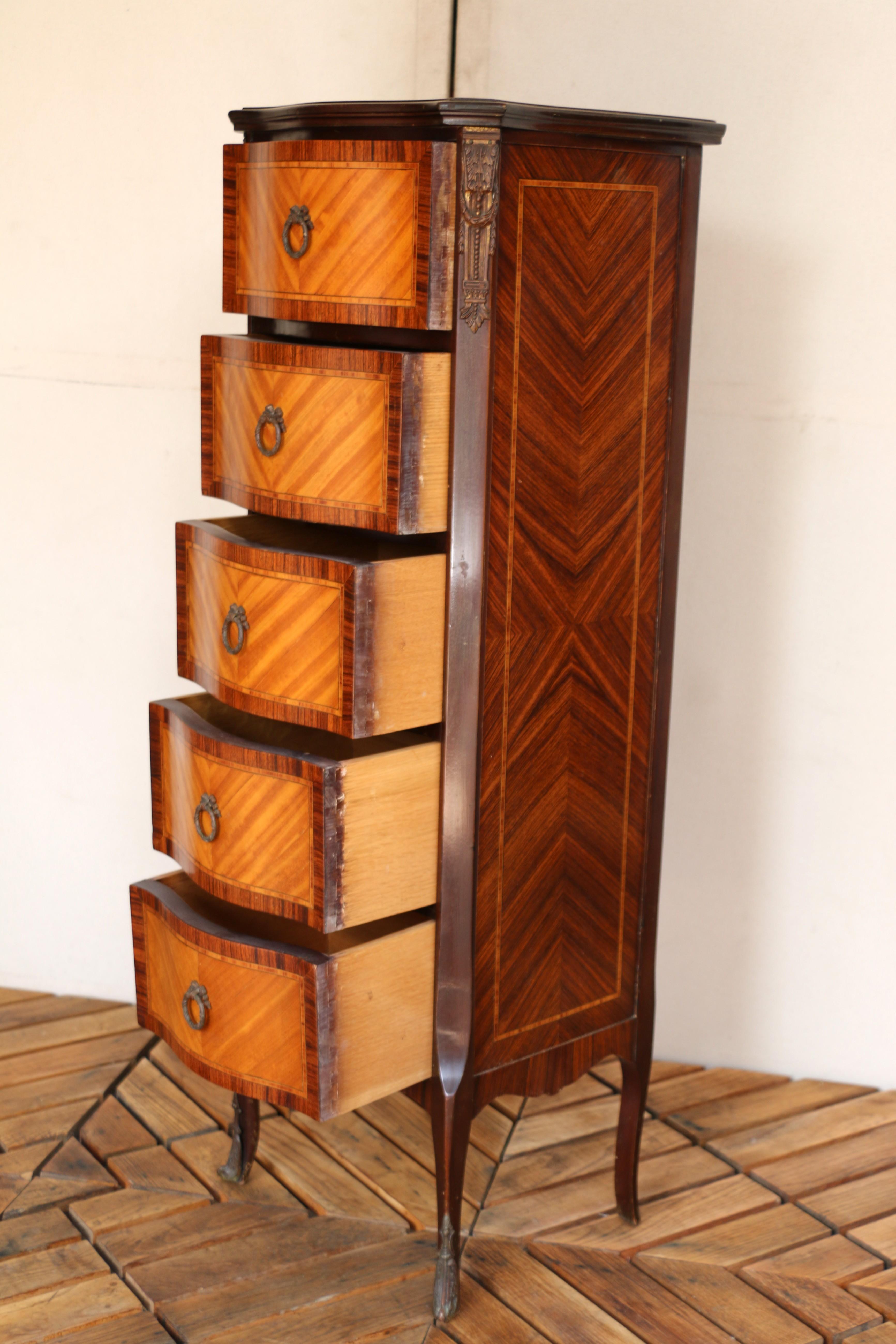 19th C. French Louis XV Inlaid Lingerie Chest/Semainier For Sale 1