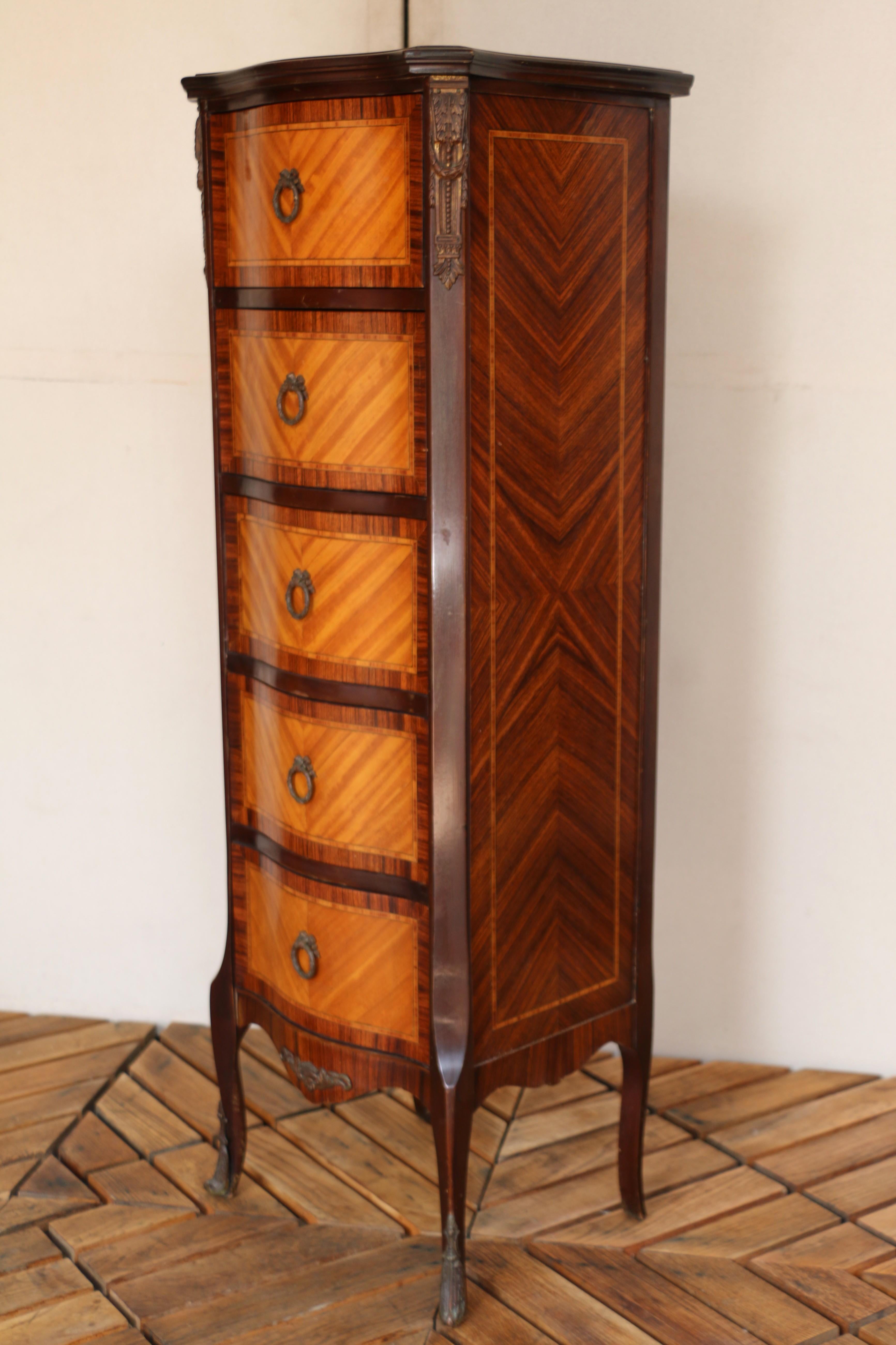 19th C. French Louis XV Inlaid Lingerie Chest/Semainier For Sale 2