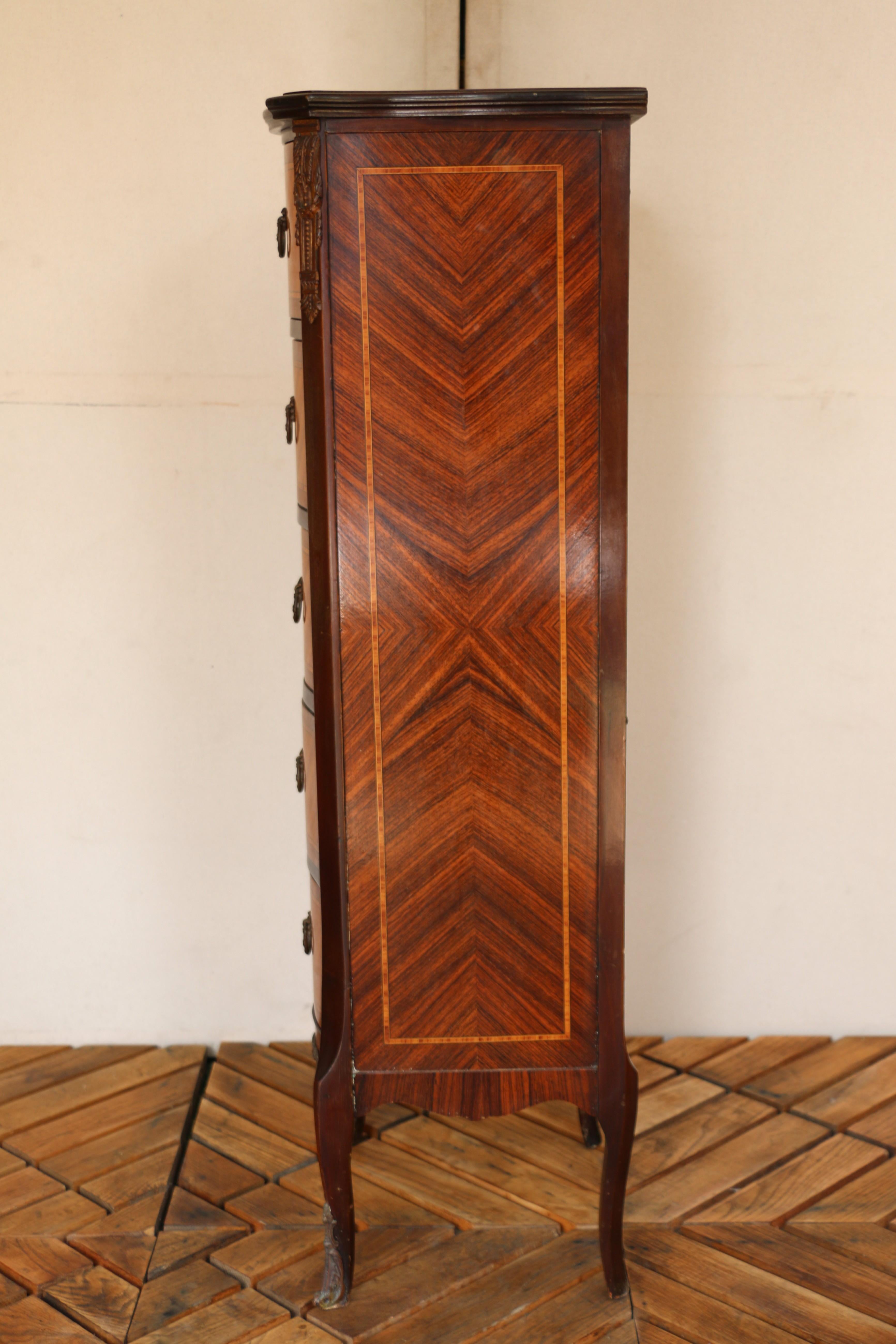 19th C. French Louis XV Inlaid Lingerie Chest/Semainier For Sale 3