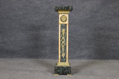 19th c French Louis XV Marble Pedestal with Bronze Figural Accents
