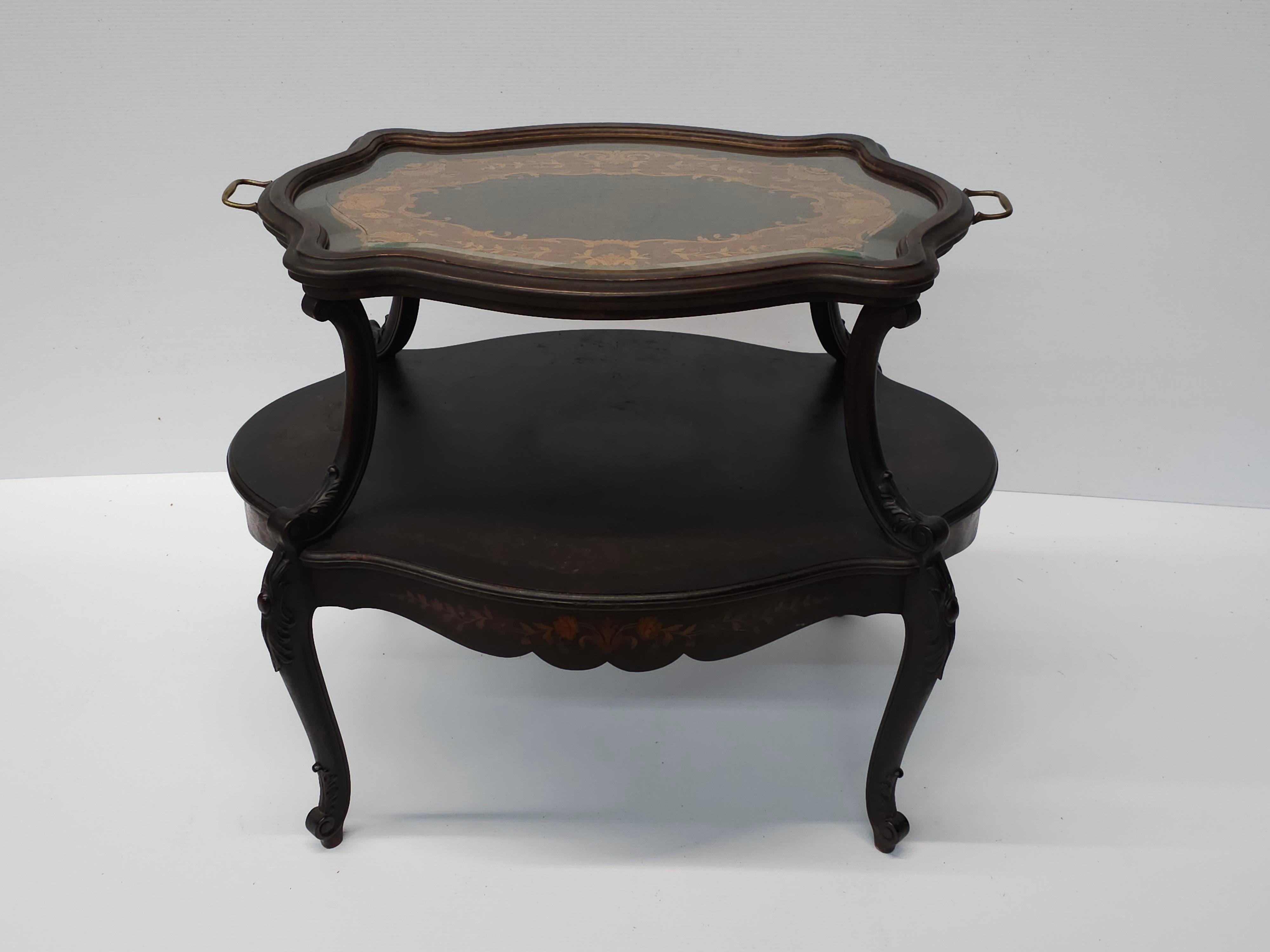 19th C. French Louis XV Marquetry Tea Table Att. Francois Linke For Sale 2