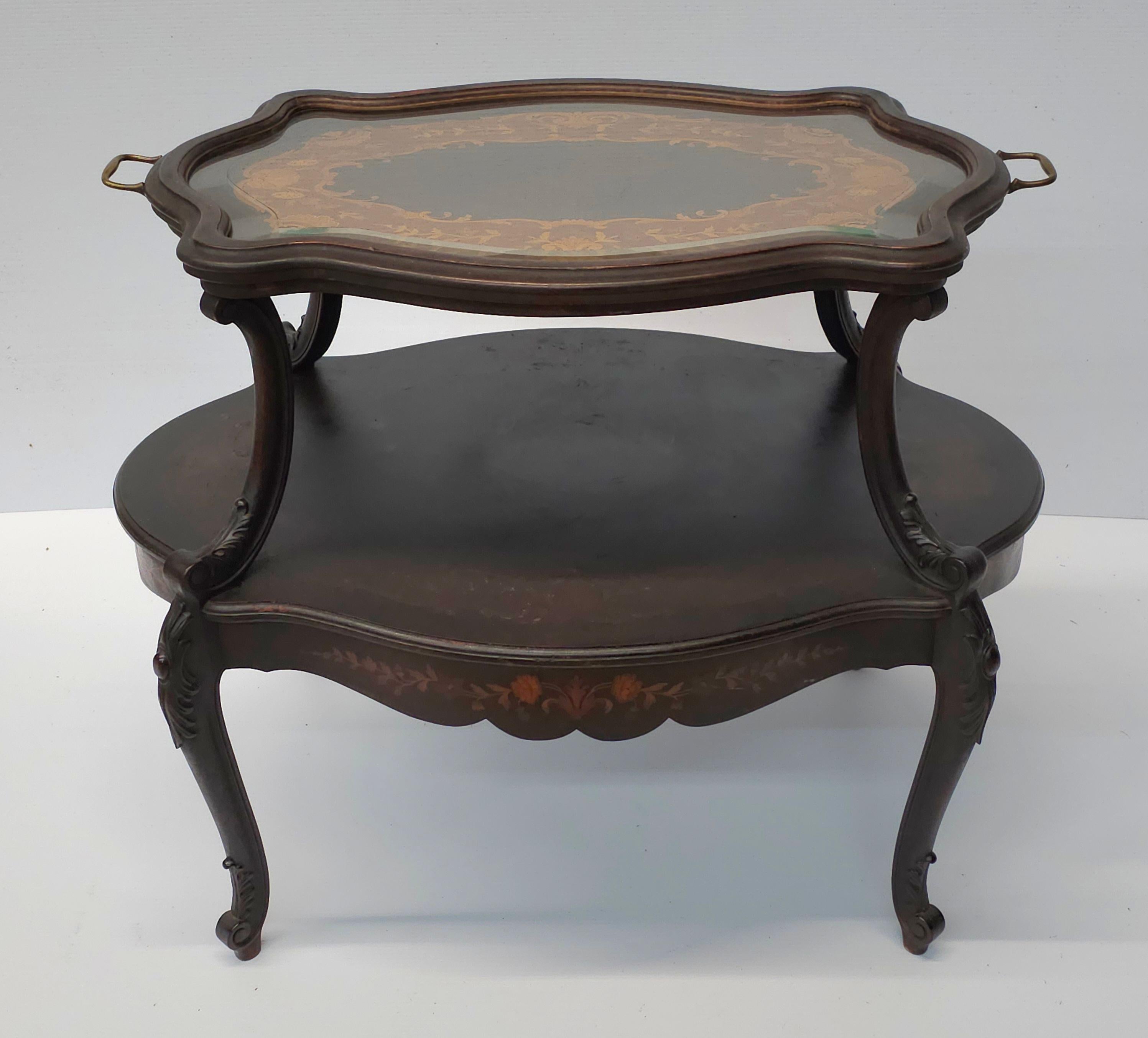 19th C. French Louis XV Marquetry Tea Table Att. Francois Linke For Sale 3