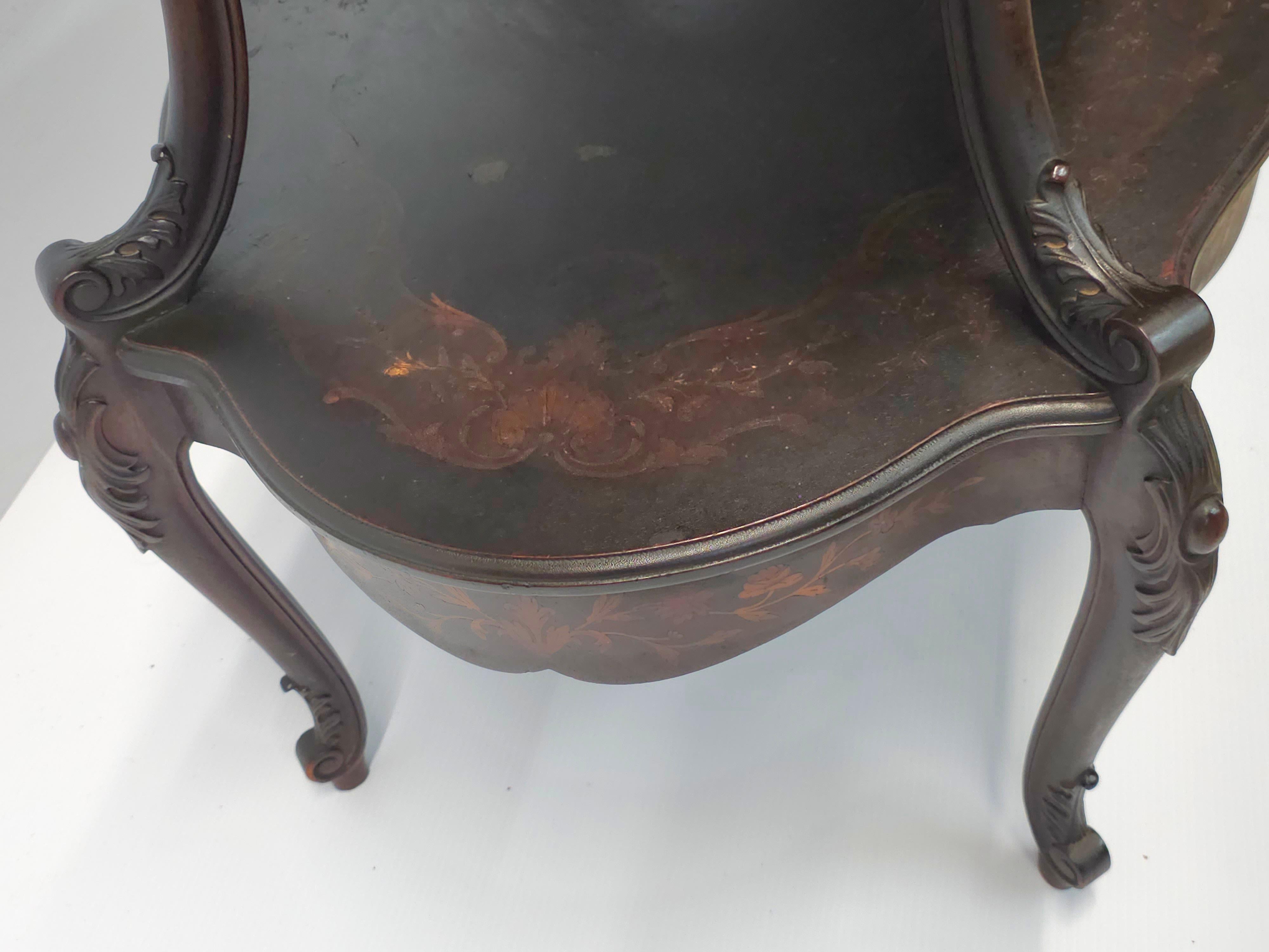 19th C. French Louis XV Marquetry Tea Table Att. Francois Linke For Sale 4