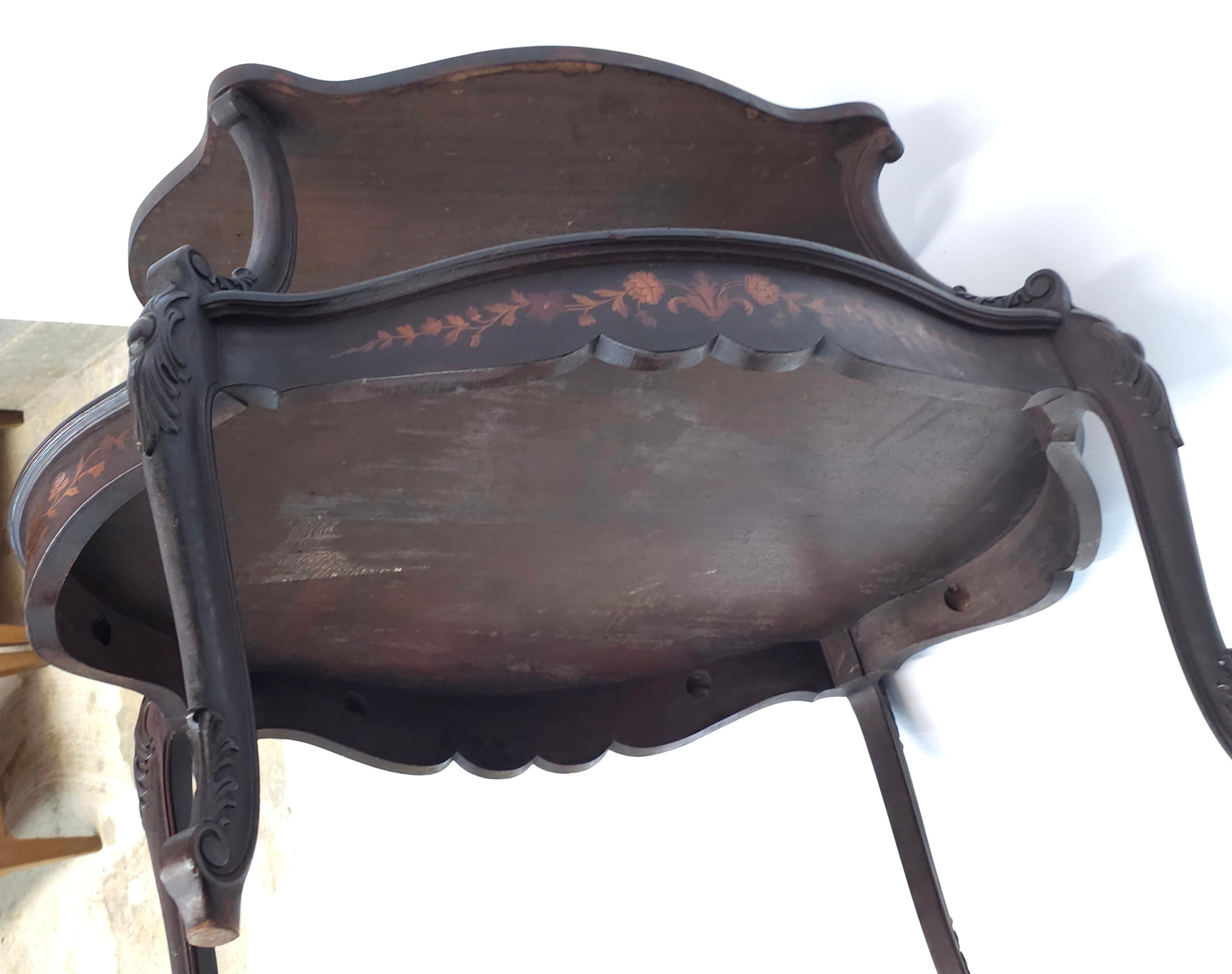 19th C. French Louis XV Marquetry Tea Table Att. Francois Linke For Sale 10