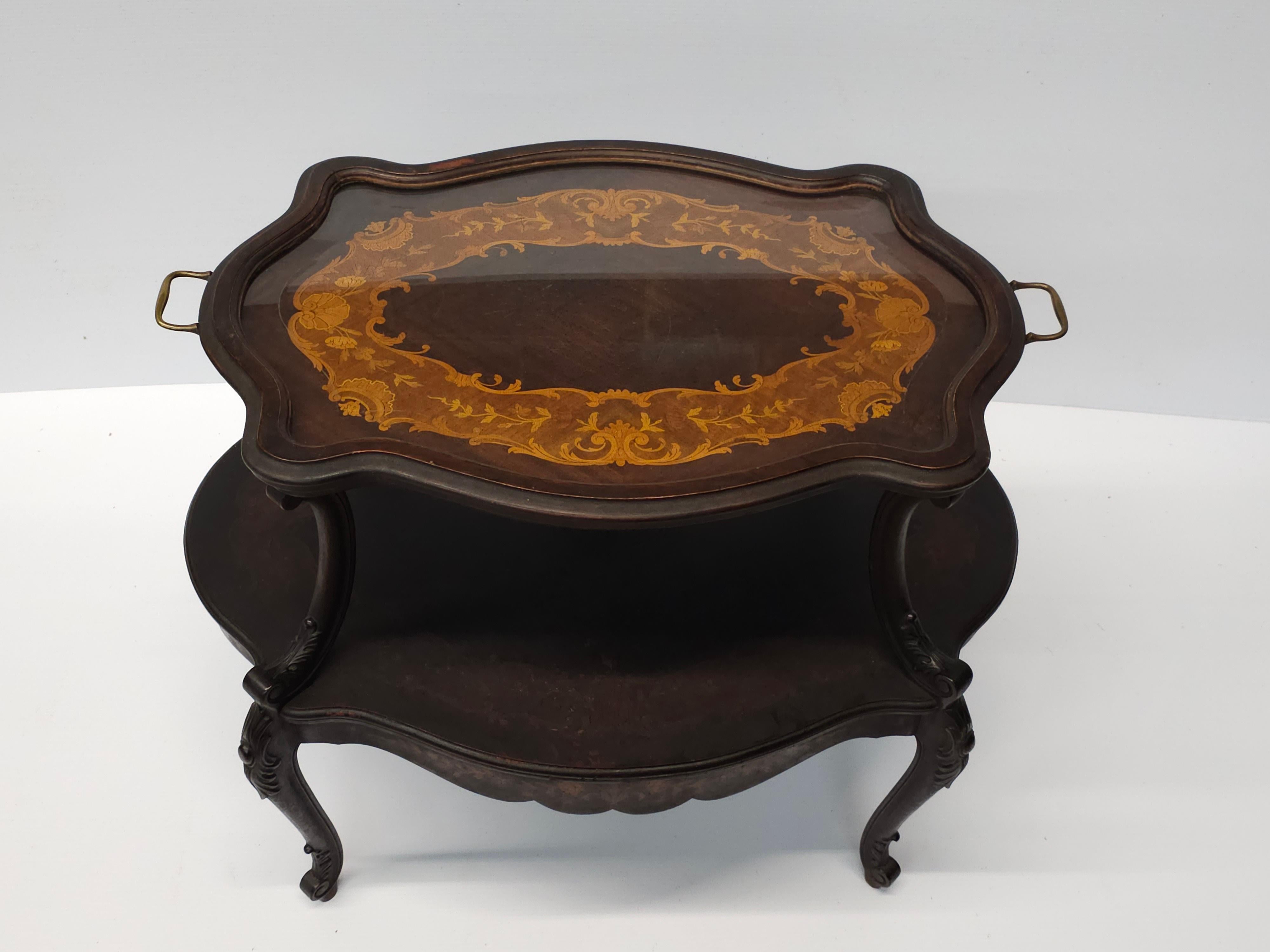 Victorian 19th C. French Louis XV Marquetry Tea Table Att. Francois Linke For Sale