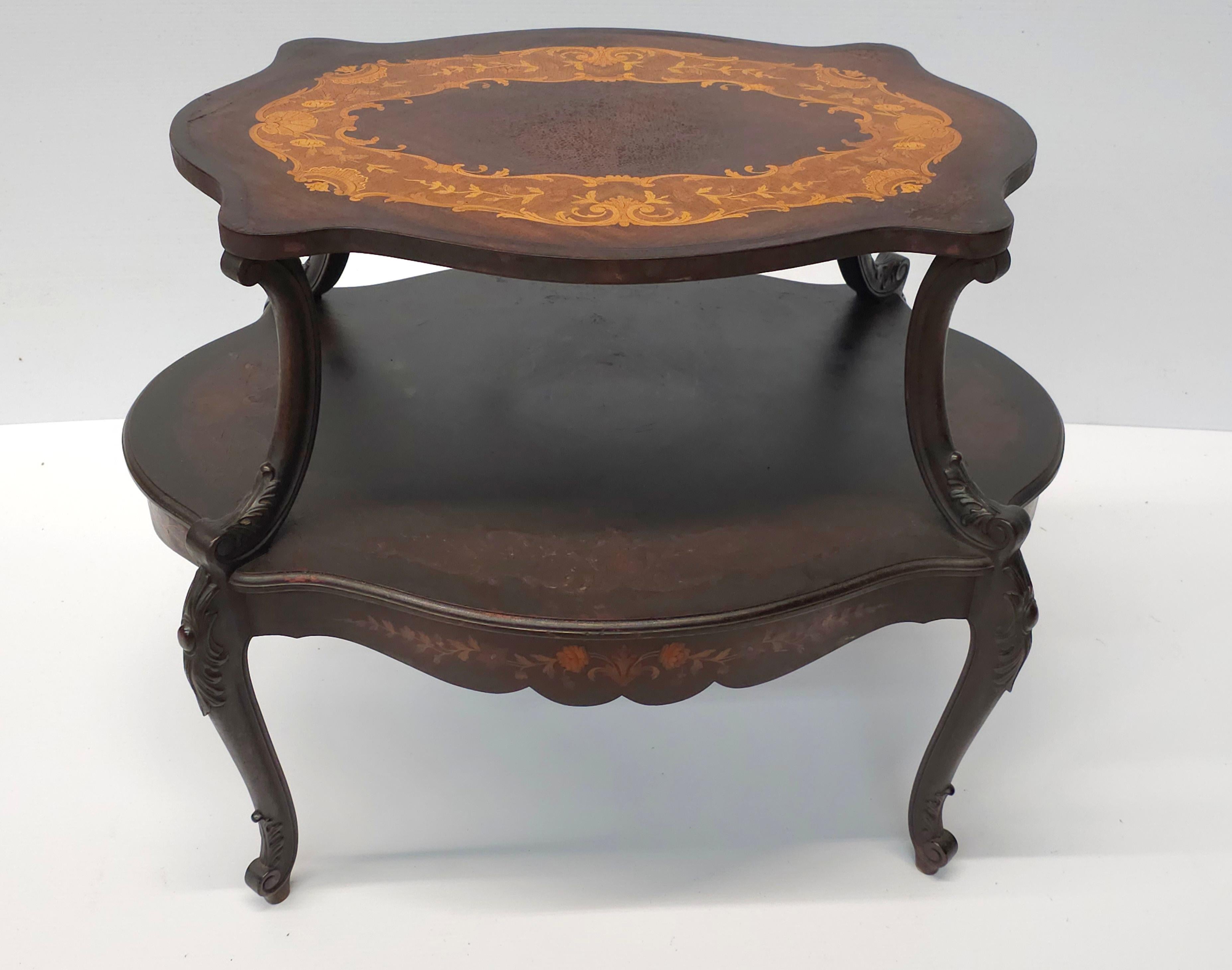 Inlay 19th C. French Louis XV Marquetry Tea Table Att. Francois Linke For Sale