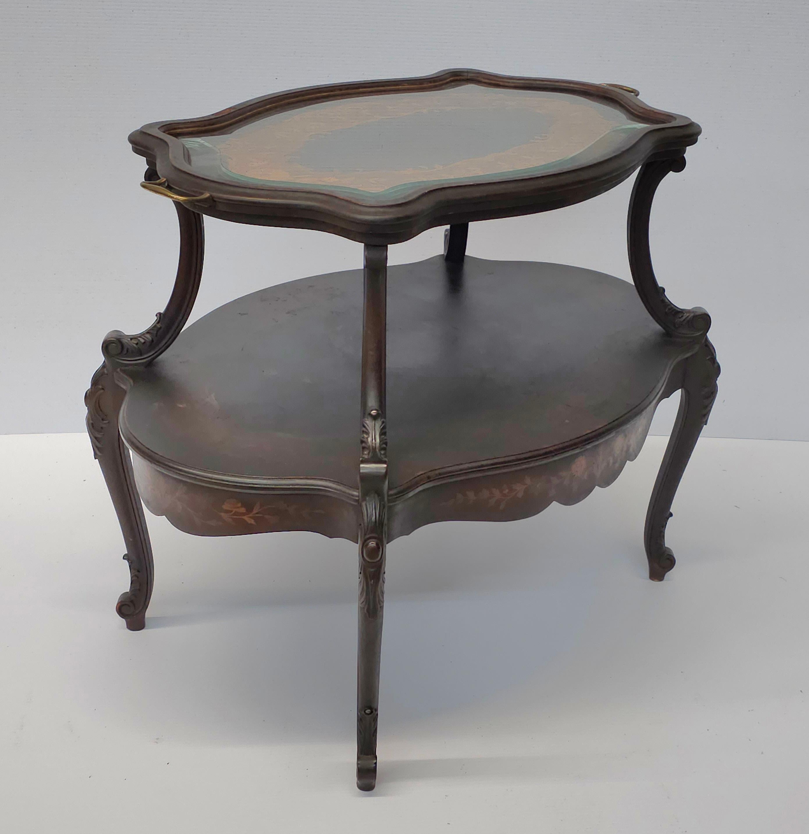 19th Century 19th C. French Louis XV Marquetry Tea Table Att. Francois Linke For Sale