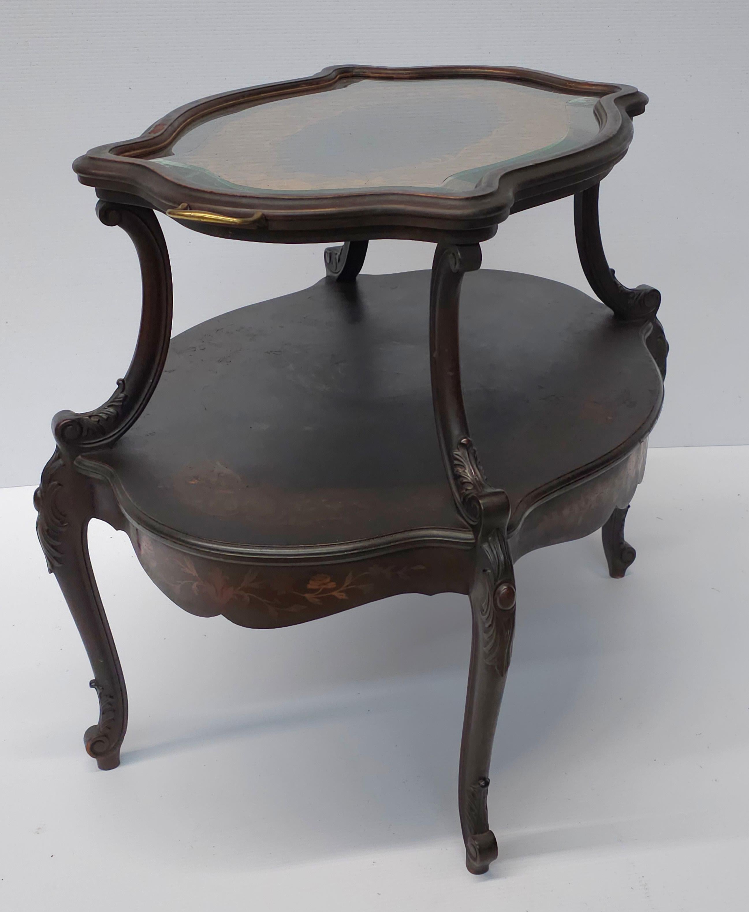 Mahogany 19th C. French Louis XV Marquetry Tea Table Att. Francois Linke For Sale