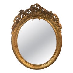19th c. French Louis XV Oval Giltwood Mirror