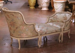 A.I.C., A.I.C. Chaise Longue Duchesse Brisée en noyer peint de style provençal du 19ème siècle.