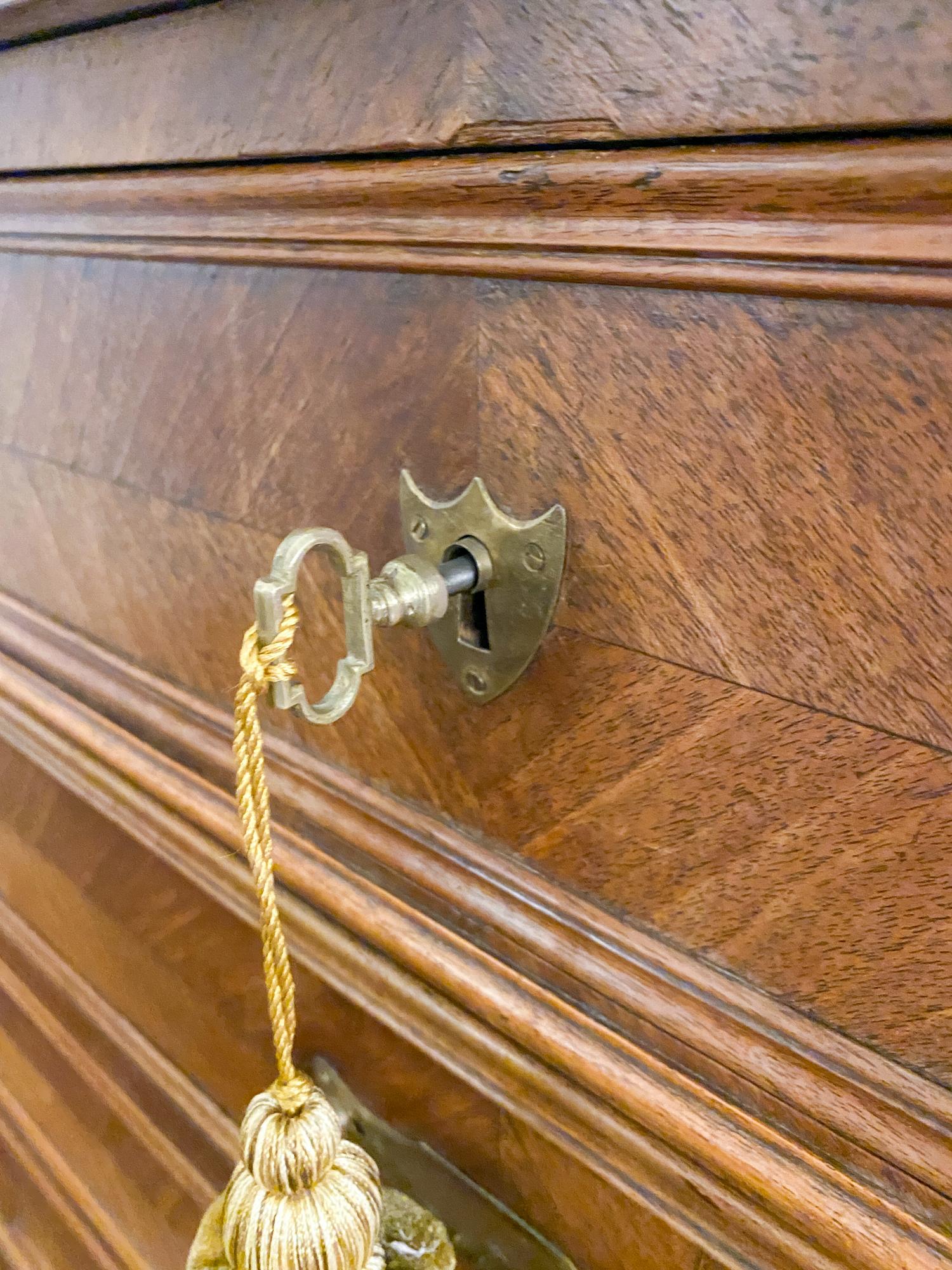 19th Century Louis XV Style Carved Wood Chest with Veneer Details and Marble Top 12