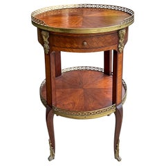 19th-C. French Louis XV Style Gilt Bronze Rams Head 
Kingwood Walnut Side Table