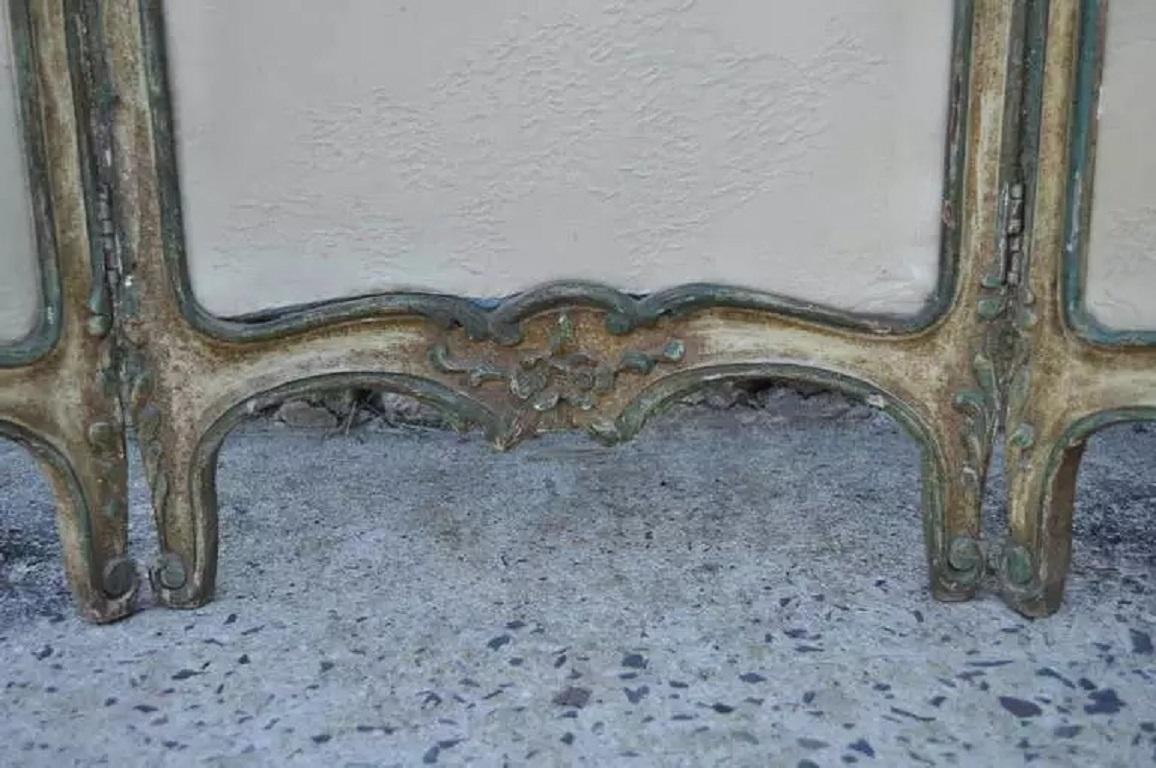 19th C. French Louis XV Style Hand Painted Petite Dressing Screen Room Divider For Sale 1