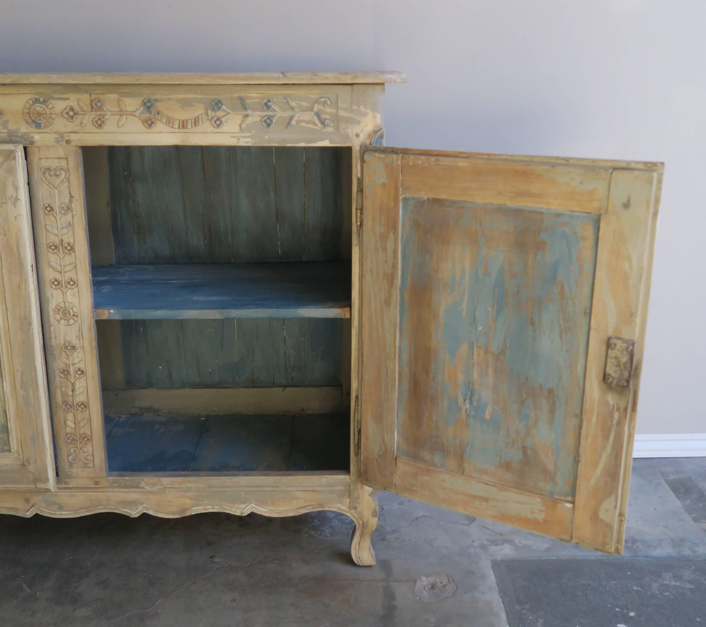Hand-Painted 19th Century French Louis XV Style Painted Buffet
