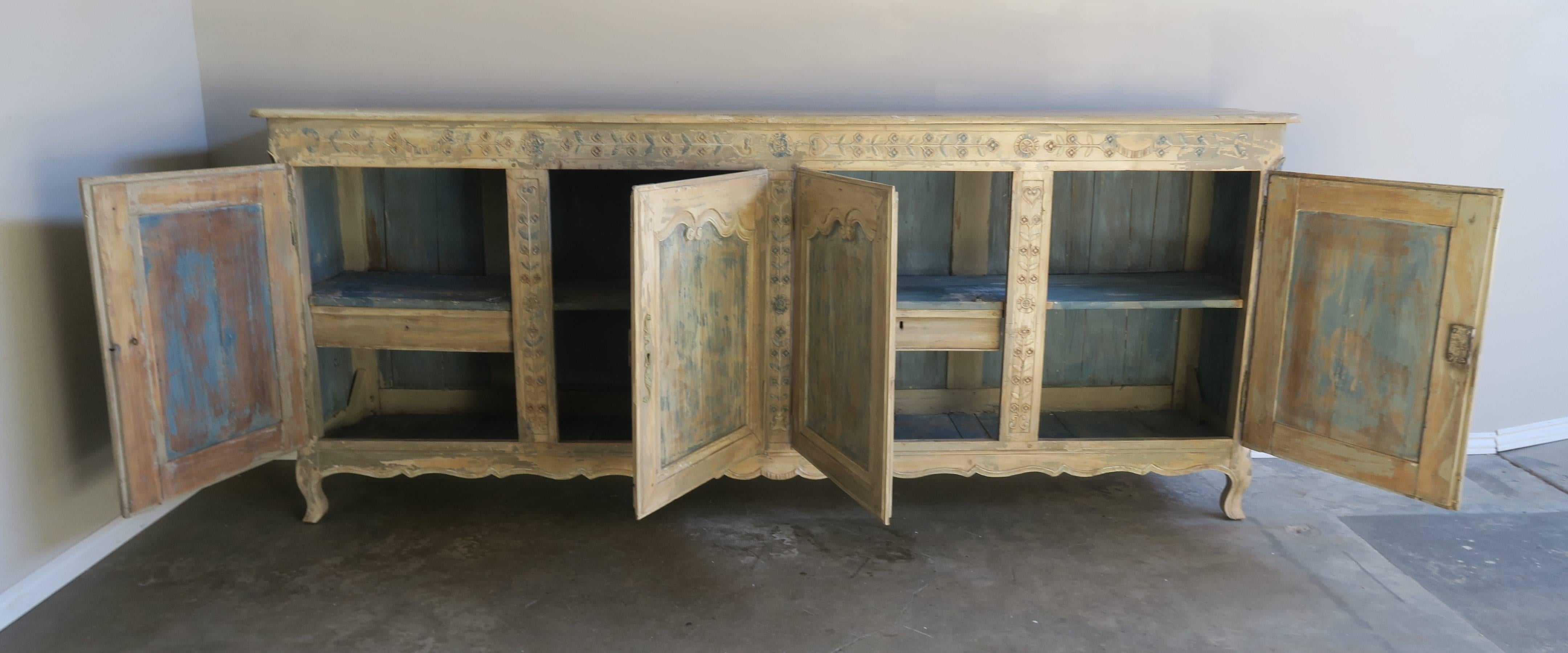 Wood 19th Century French Louis XV Style Painted Buffet