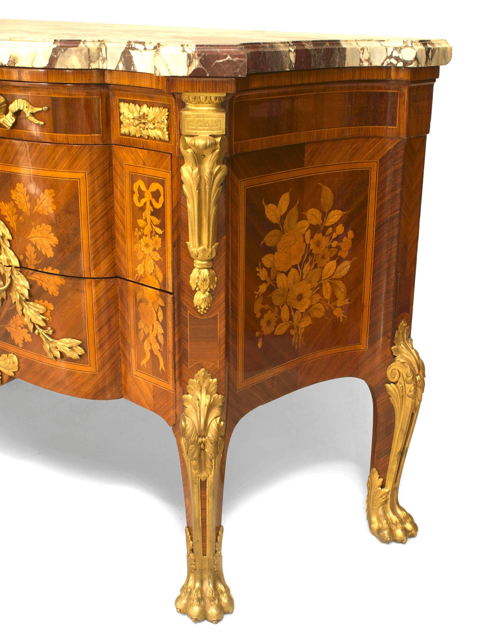 French Louis XV Style Transitional Style Commode with Marble Top In Good Condition For Sale In New York, NY