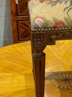 19th c. French Louis XVI Carved Oak Stool