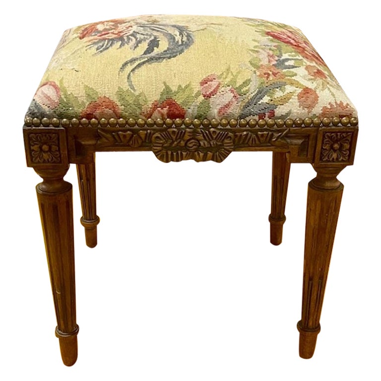 19e s. Tabouret en chêne sculpté français Louis XVI