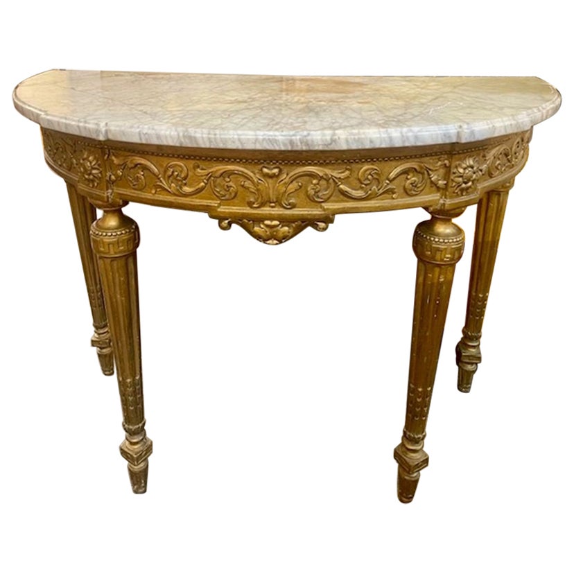 19th c. French Louis XVI Giltwood Console