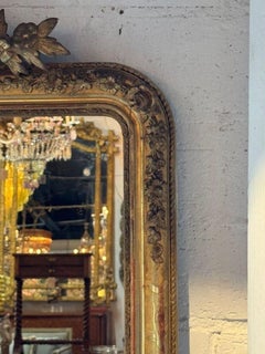 XIX sec. Specchio francese Luigi XVI in legno dorato