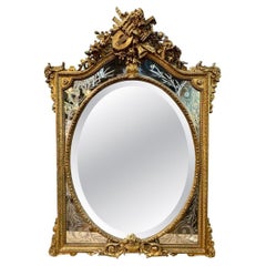 19th c. French Louis XVI Giltwood Mirror