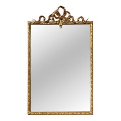 19th c French Louis XVI Giltwood Ribbon Mirror